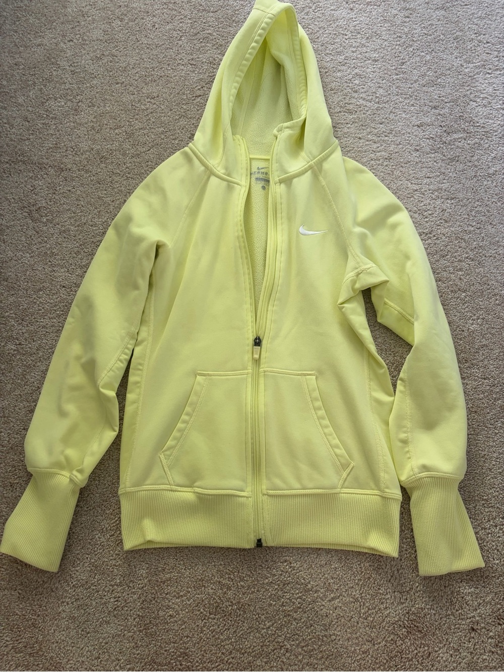 Nike Women's Neon Yellow Hooded Zip-Up Jacket